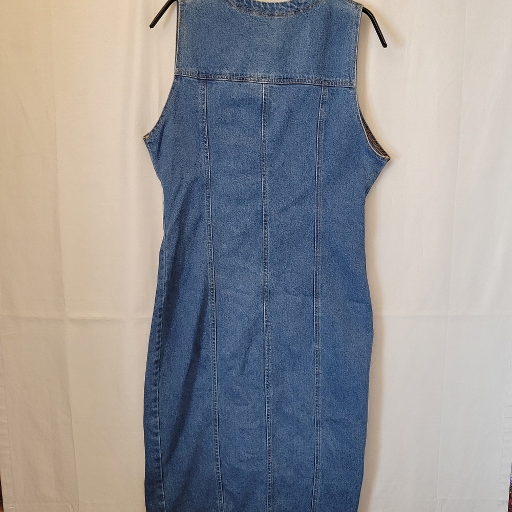 TRUE BLUE Denim Blue Jean Maxi Dress Vintage 90s y2k Western 100% Cotton Size M - Picture 7 of 15